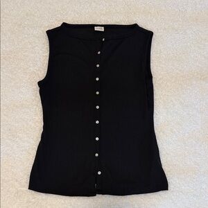 Abercrombie Women Black Sleeveless Button-Up Top, Size Small